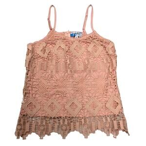 Rebellion Again Tank‎ Top Blush Pink Crochet Lace Sleeveless NEW Women's S
